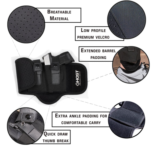 Low Profile Ankle Holster For Concealed Carry Pistol | Universal Leg Carry Gun Holster with Magazine Pouch | Men and Woman