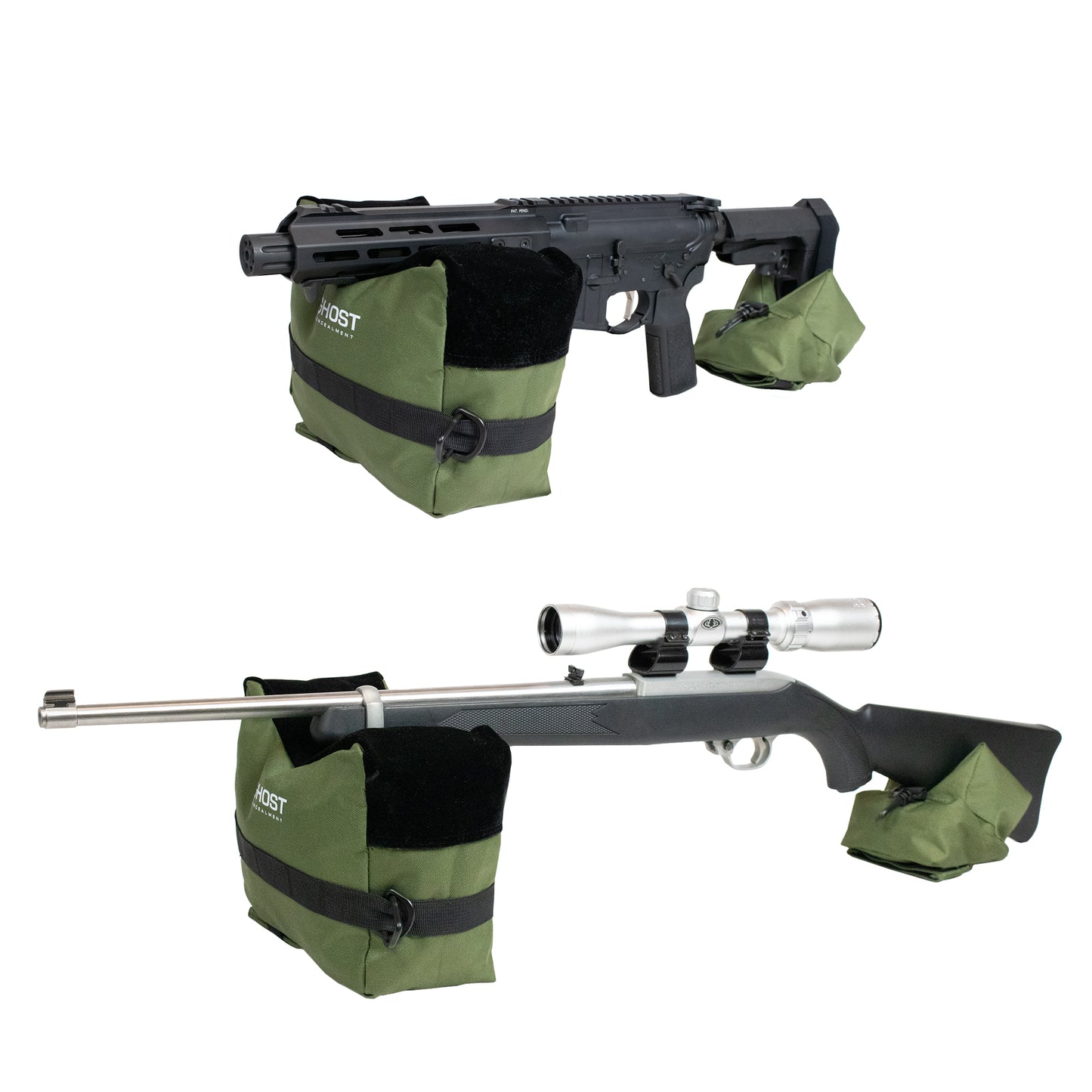 SHOOTING REST BAGS FRONT & REAR RIFLE SUPPORT BAGS - SAND BAG STAND HOLDERS FOR RIFLES, SHOOTING, RANGE AND HUNTING - PISTOL SHOOTING BAG - UNFILLED