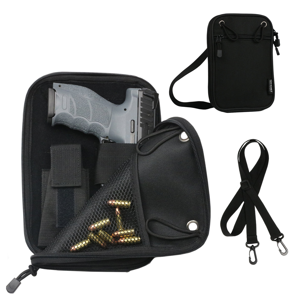 PISTOL POUCH FANNY PACK GUN HOLSTER WITH SHOULDER STRAP AND BELT 