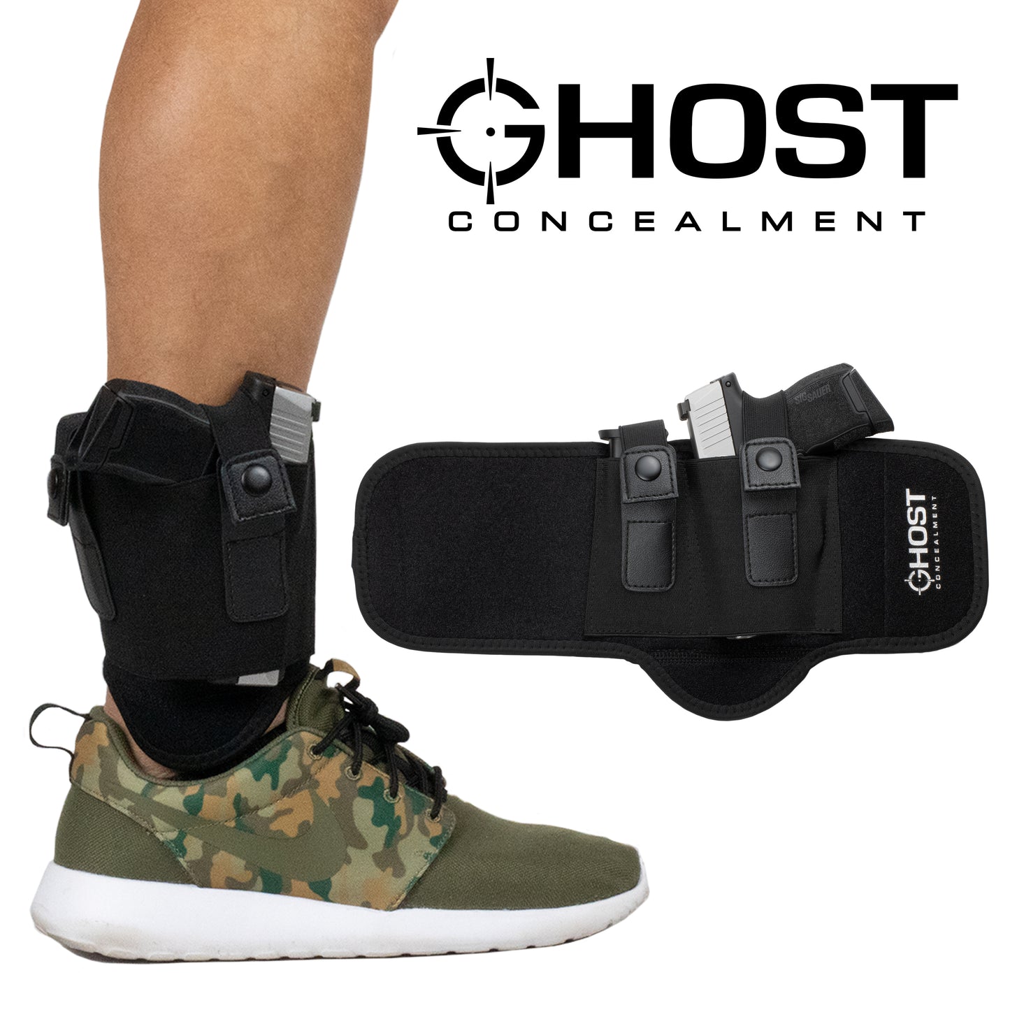 LOW PROFILE ANKLE HOLSTER FOR CONCEALED CARRY PISTOL | UNIVERSAL LEG CARRY GUN HOLSTER WITH MAGAZINE POUCH | MEN AND WOMAN