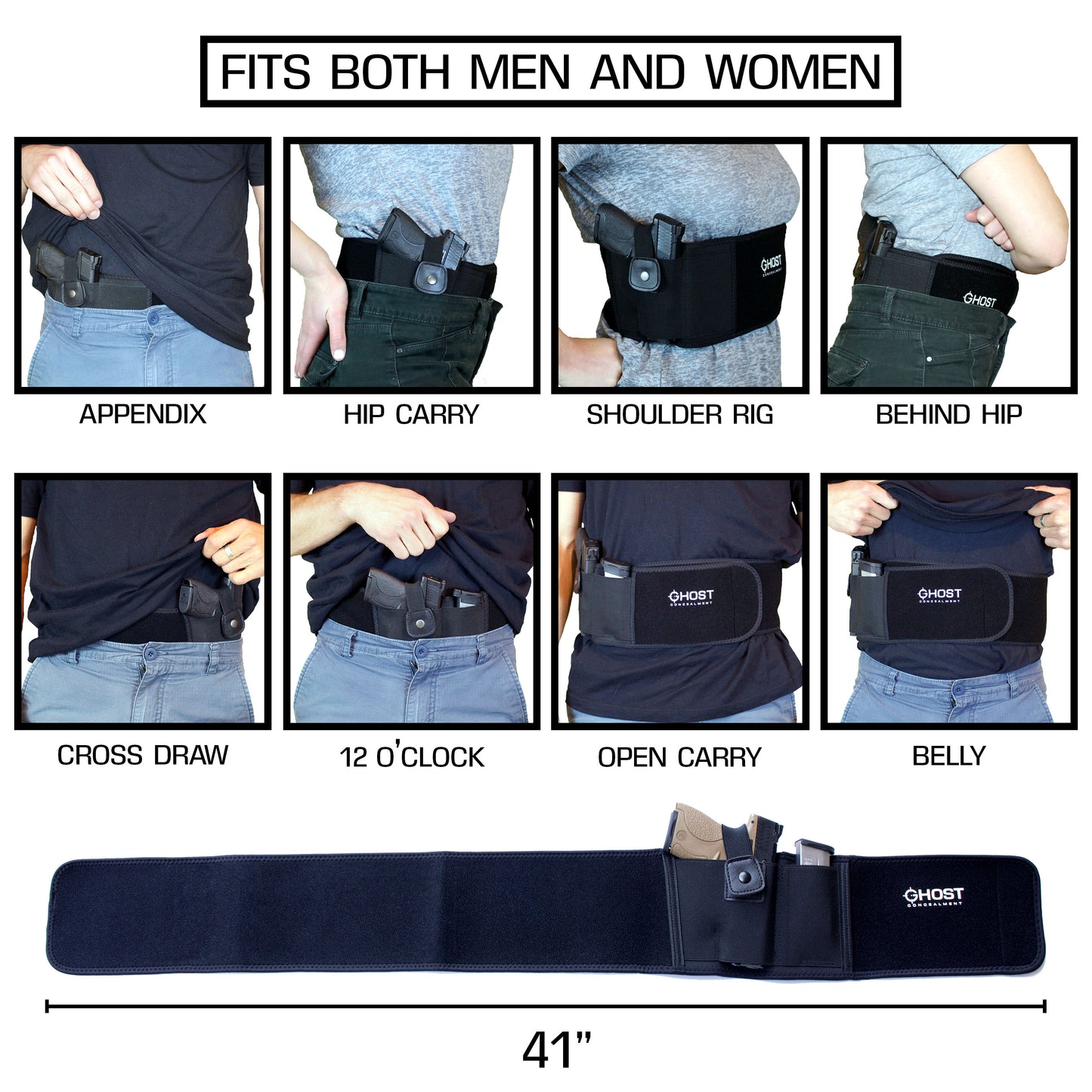 Ghost Concealment Belly Band Holster for Concealed Carry IWB Holster