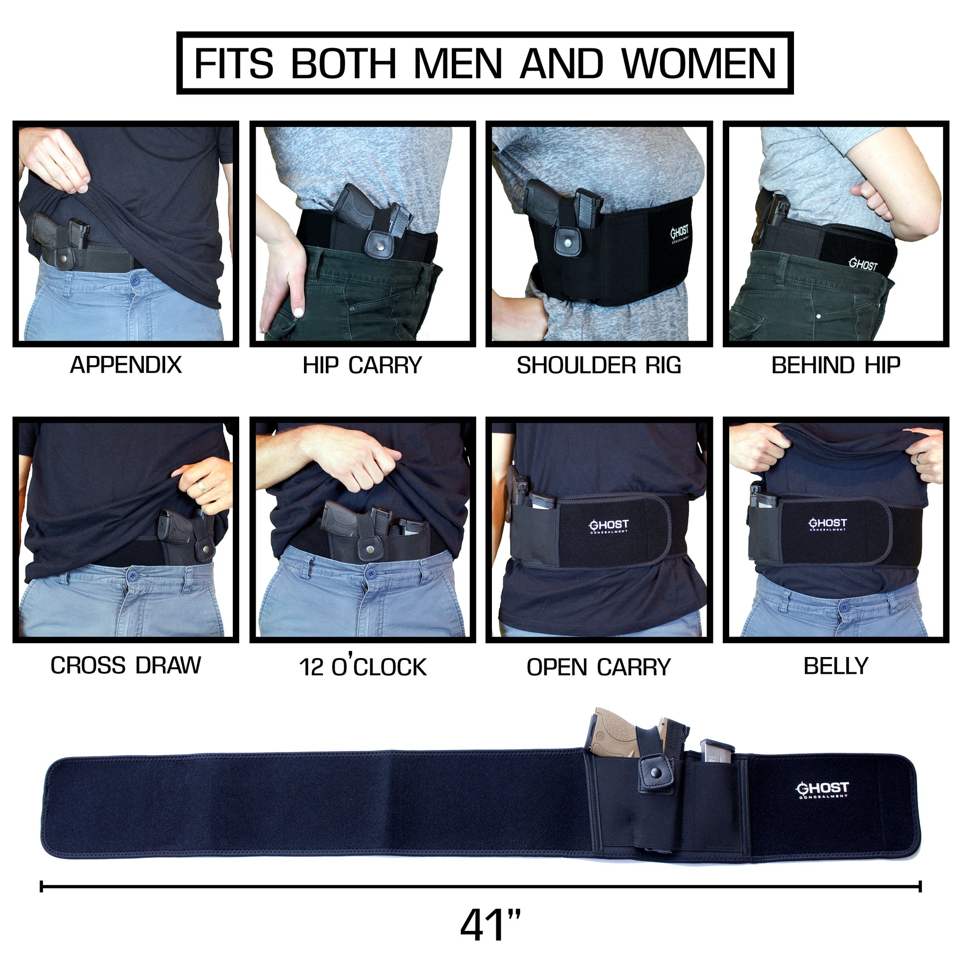 Ghost Concealment Belly Band Holster for Concealed Carry IWB Holster