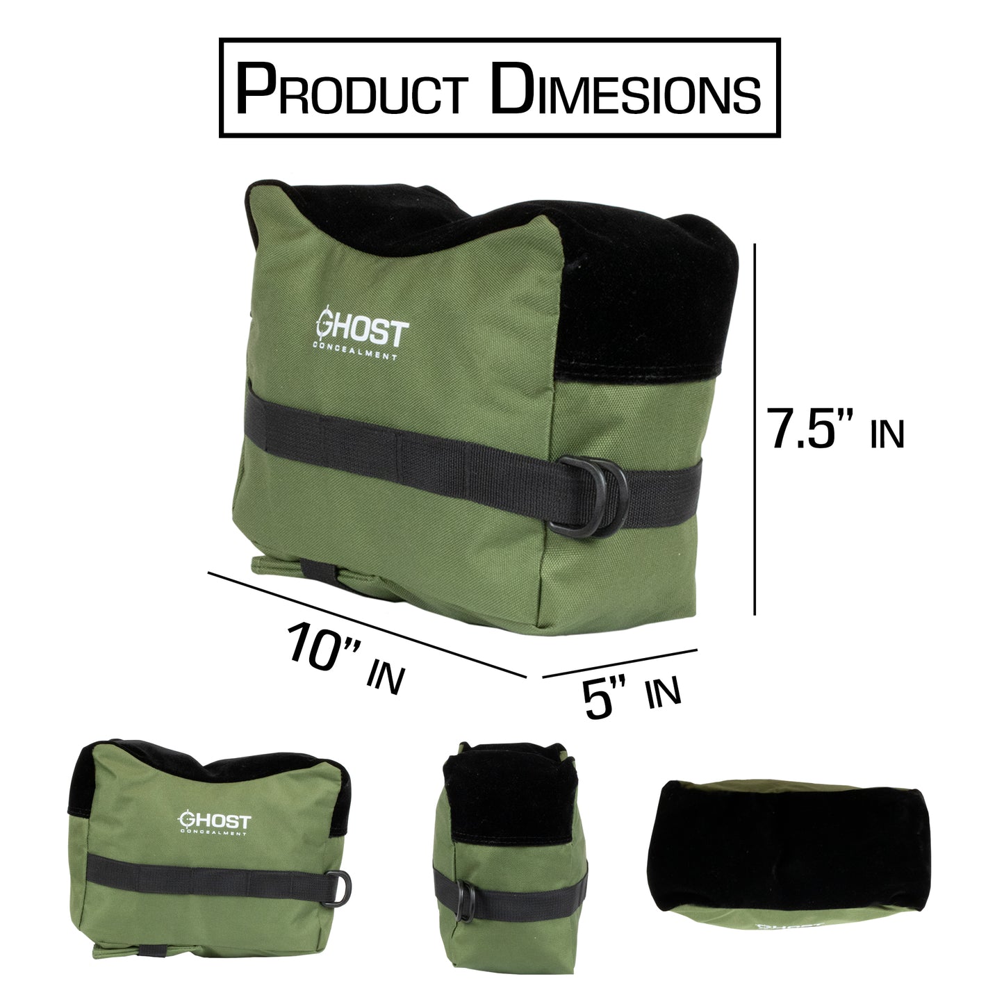 SHOOTING REST BAGS FRONT & REAR RIFLE SUPPORT BAGS - SAND BAG STAND HOLDERS FOR RIFLES, SHOOTING, RANGE AND HUNTING - PISTOL SHOOTING BAG - UNFILLED