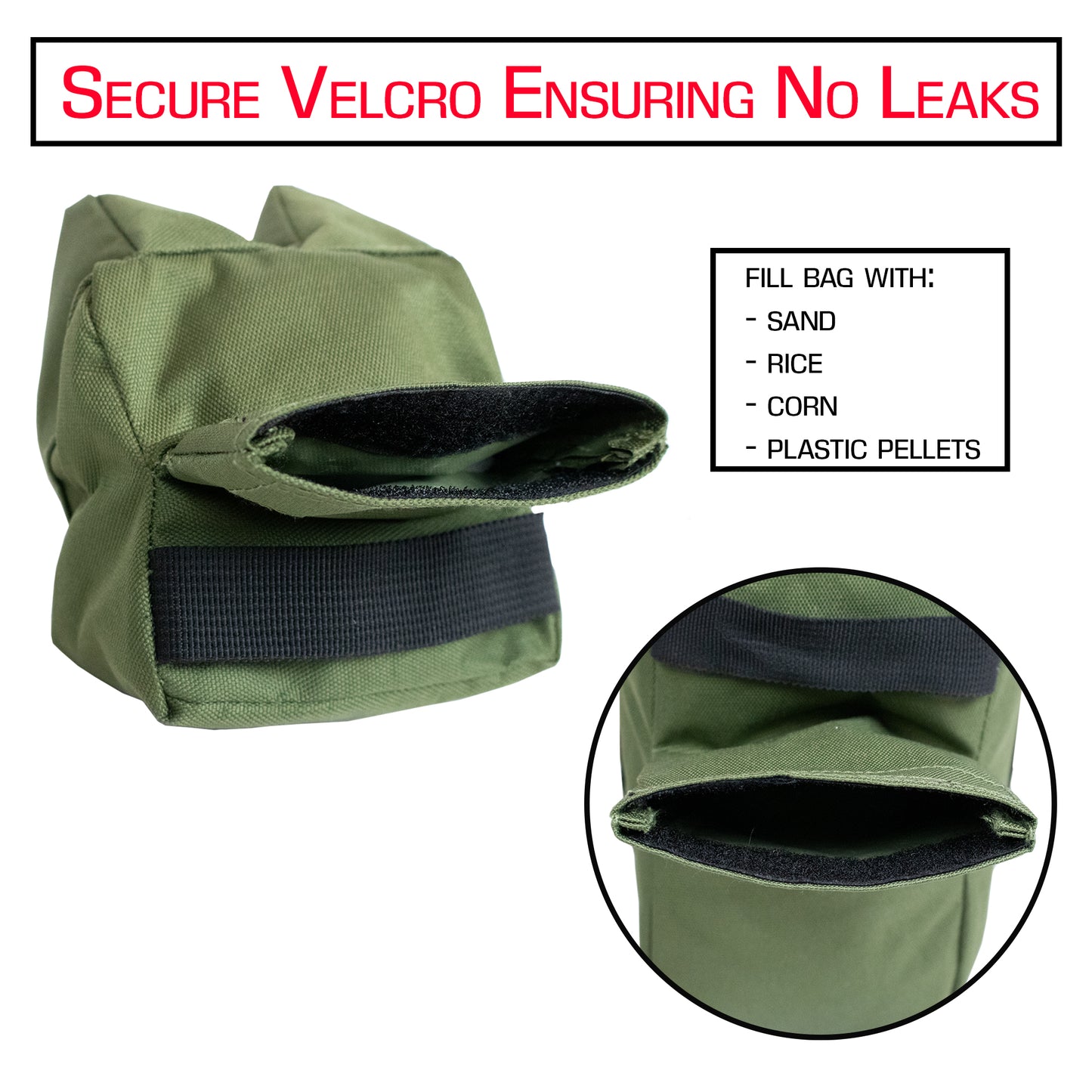 SHOOTING REST BAGS FRONT & REAR RIFLE SUPPORT BAGS - SAND BAG STAND HOLDERS FOR RIFLES, SHOOTING, RANGE AND HUNTING - PISTOL SHOOTING BAG - UNFILLED